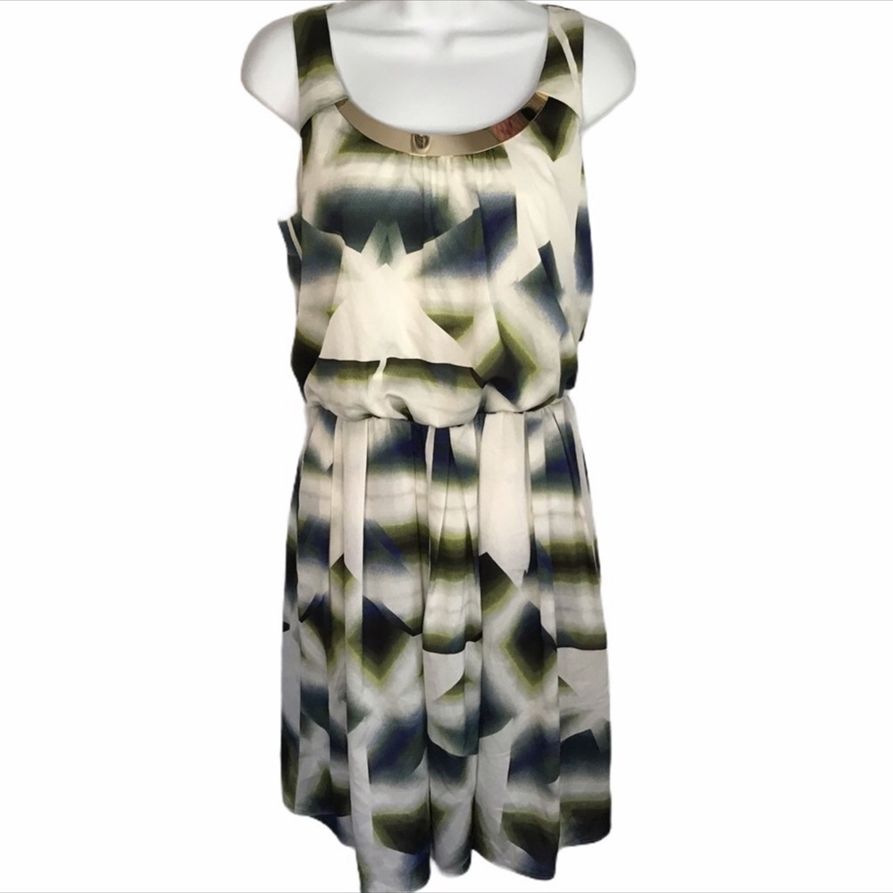 Vince Camuto Abstract Print Dress With Gold Detail